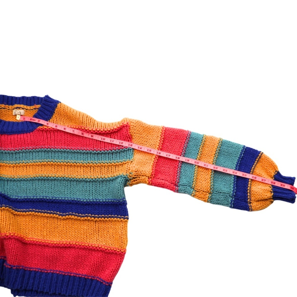 Debut Colorblock Chunky Knit Sweater Size Small Cropped Striped - Picture 10 of 10